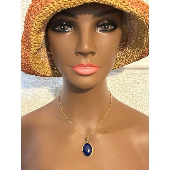 14k Gold Lapis Lazuli Pendant Necklace - Picture 7 of 8